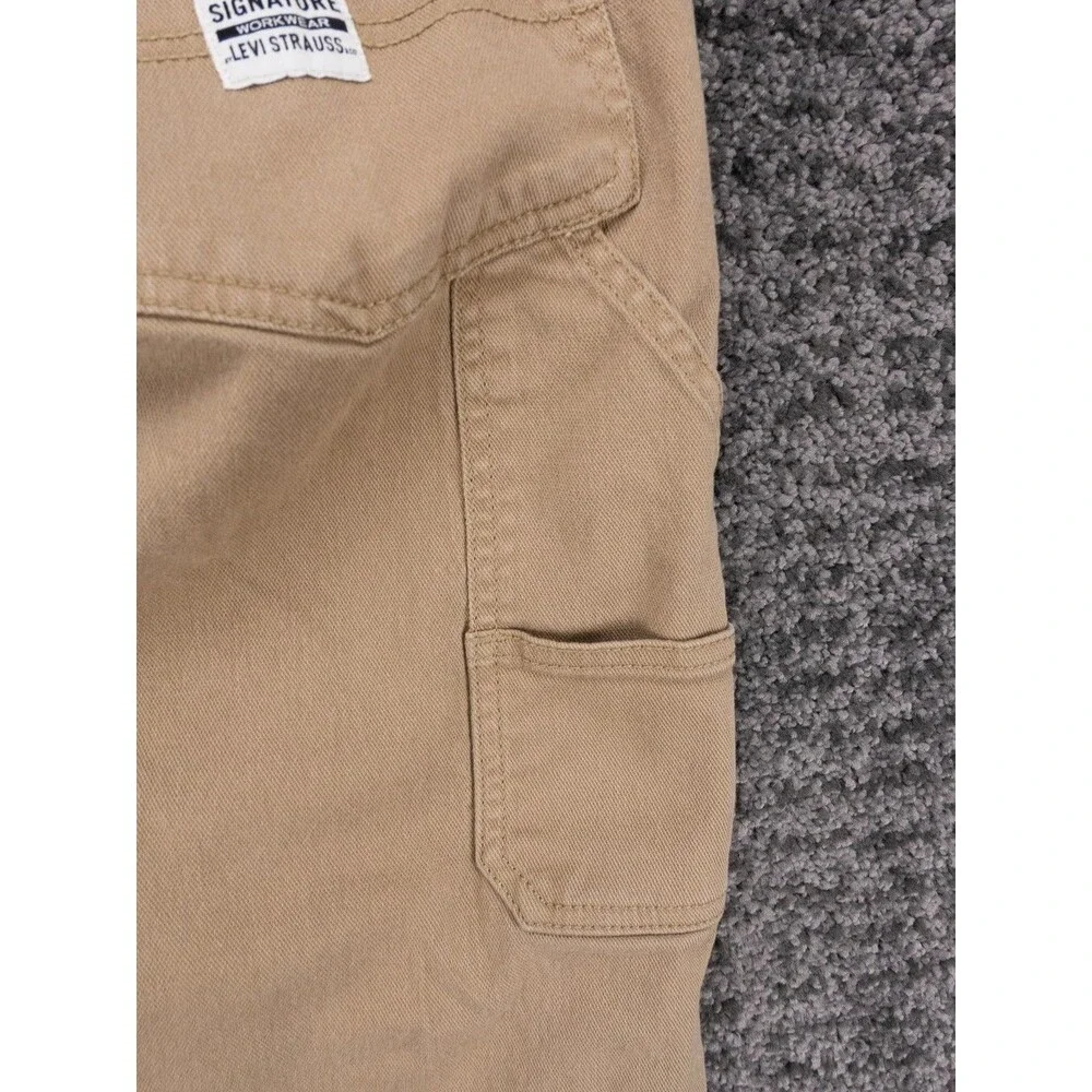 Levis Carpenter Pants Mens 38x30 Tag 38x32 Khaki Signature Levi Strauss Workwear